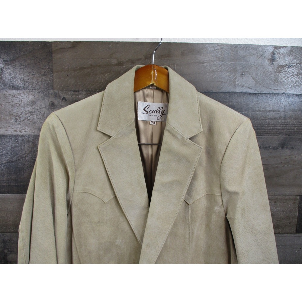 Scully Leather Blazer Mens 38 Tan Western Suede Jacket Pockets Vintage